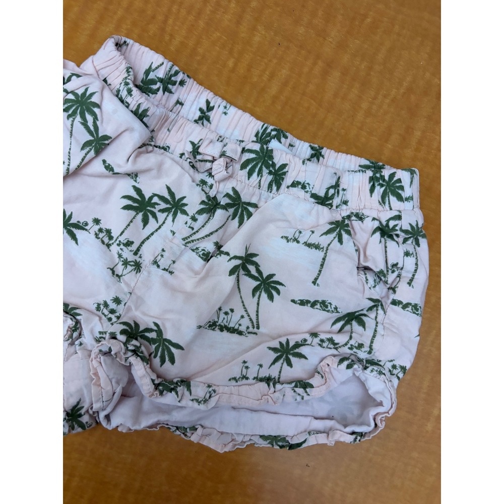 Janie and Jack Toddler Girls 2T Pink Palm Tree Print Ruffle Trim Shorts